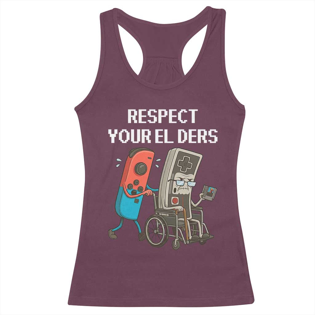 Respect Your Elders Retro Gaming Meme Racerback Tank Top Funny Gamer Controller 80s - Wonder Print Shop