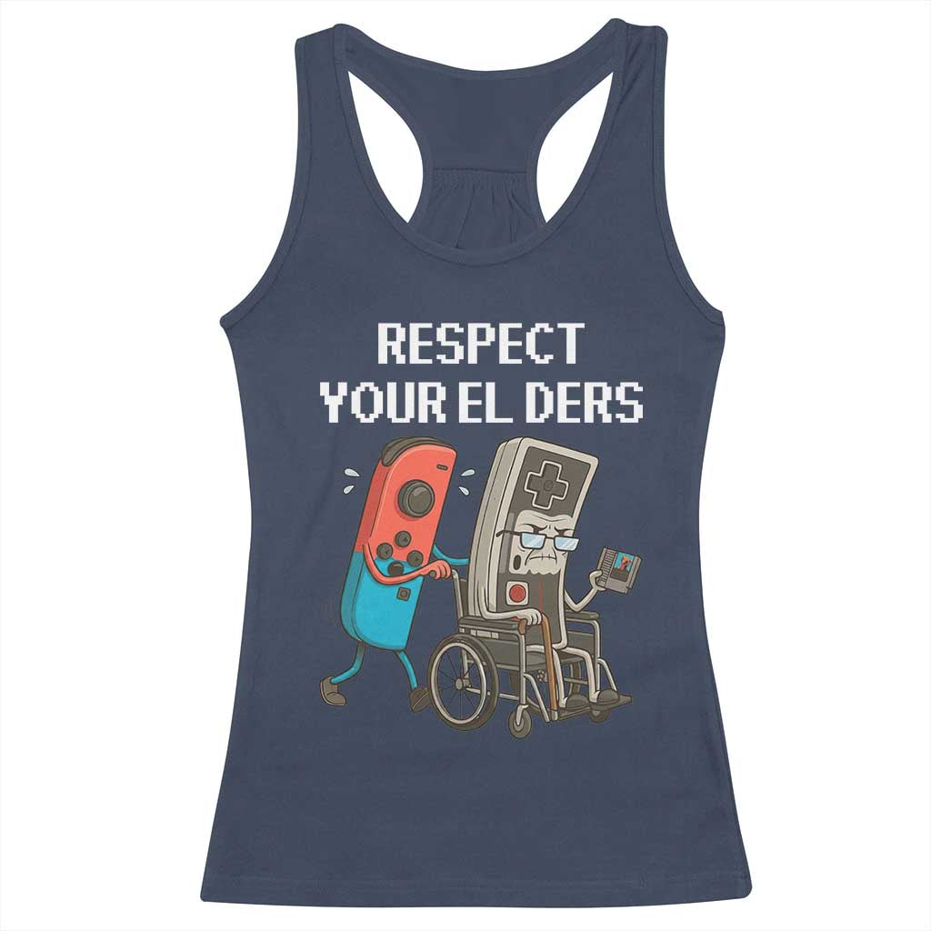 Respect Your Elders Retro Gaming Meme Racerback Tank Top Funny Gamer Controller 80s - Wonder Print Shop