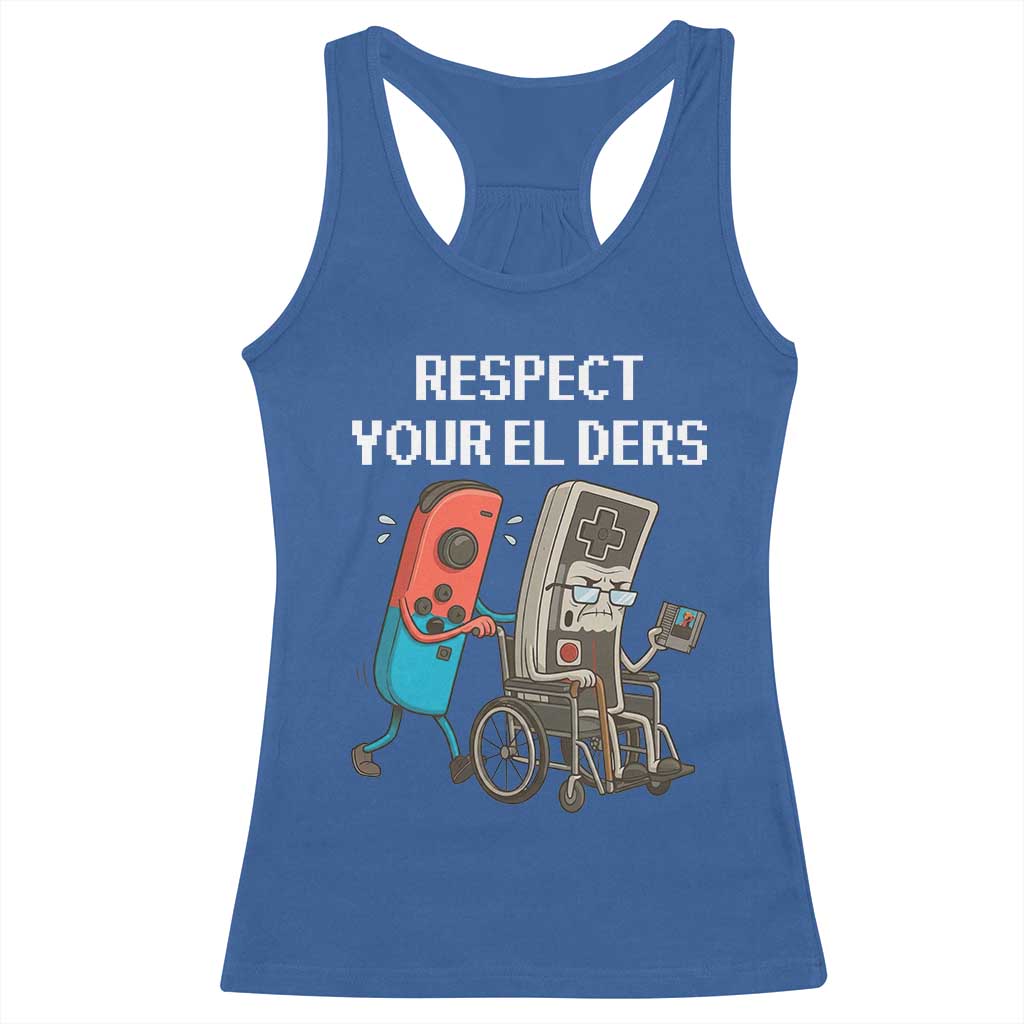 Respect Your Elders Retro Gaming Meme Racerback Tank Top Funny Gamer Controller 80s - Wonder Print Shop