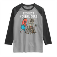 Respect Your Elders Retro Gaming Meme Raglan Shirt Funny Gamer Controller 80s - Wonder Print Shop