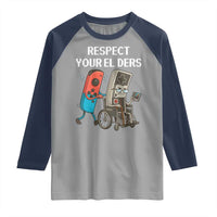 Respect Your Elders Retro Gaming Meme Raglan Shirt Funny Gamer Controller 80s - Wonder Print Shop