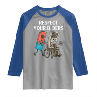 Respect Your Elders Retro Gaming Meme Raglan Shirt Funny Gamer Controller 80s - Wonder Print Shop