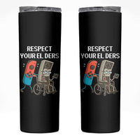Respect Your Elders Retro Gaming Meme Skinny Tumbler Funny Gamer Controller 80s - Wonder Print Shop