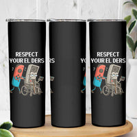 Respect Your Elders Retro Gaming Meme Skinny Tumbler Funny Gamer Controller 80s - Wonder Print Shop
