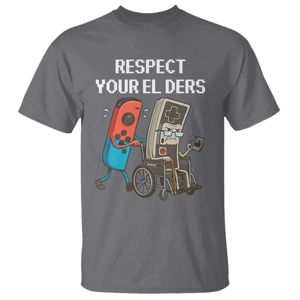 Respect Your Elders Retro Gaming Meme T Shirt Funny Gamer Controller 80s - Wonder Print Shop