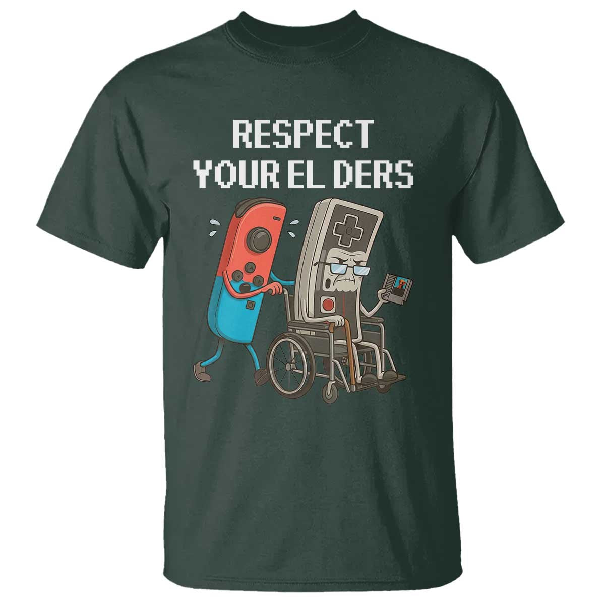 Respect Your Elders Retro Gaming Meme T Shirt Funny Gamer Controller 80s - Wonder Print Shop