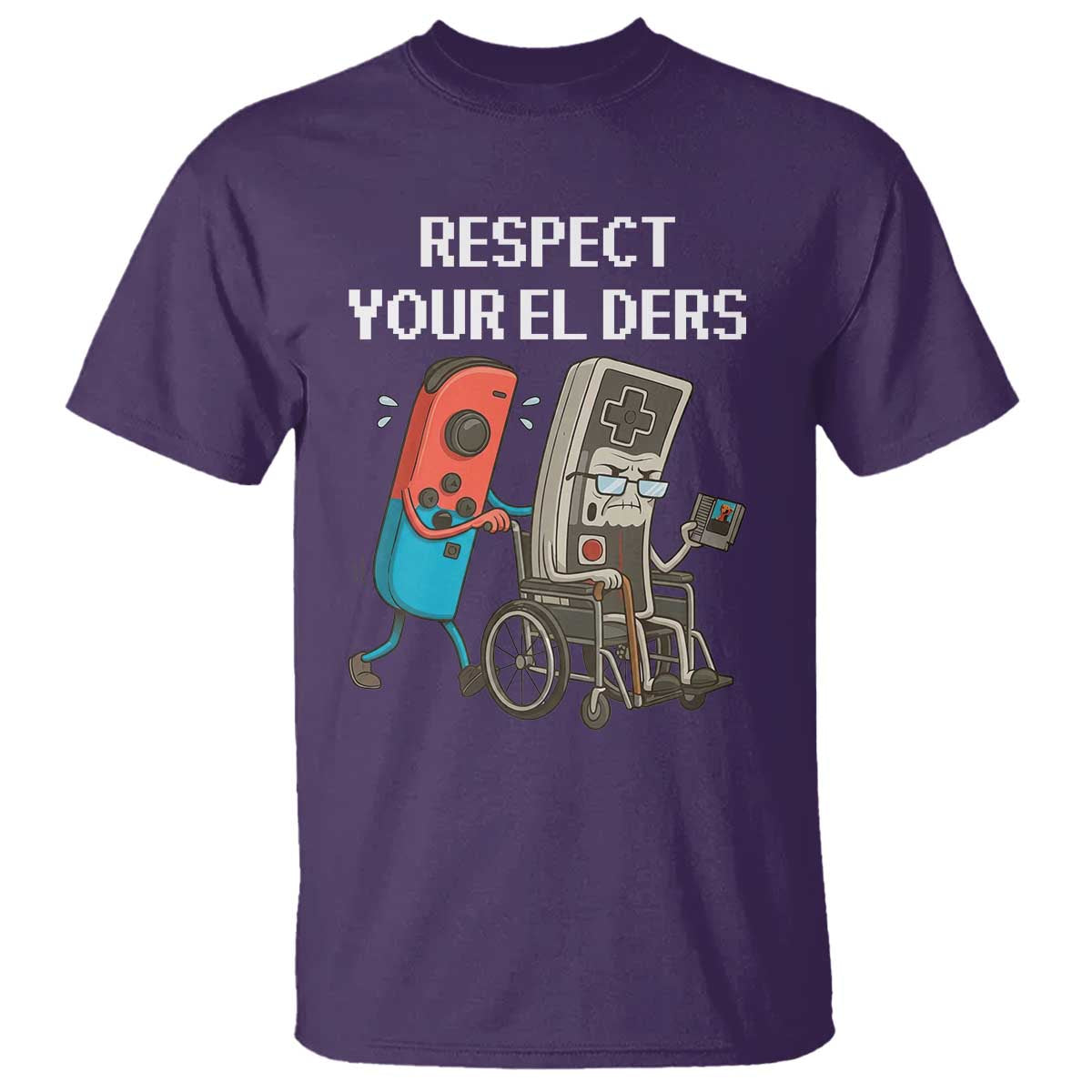 Respect Your Elders Retro Gaming Meme T Shirt Funny Gamer Controller 80s - Wonder Print Shop