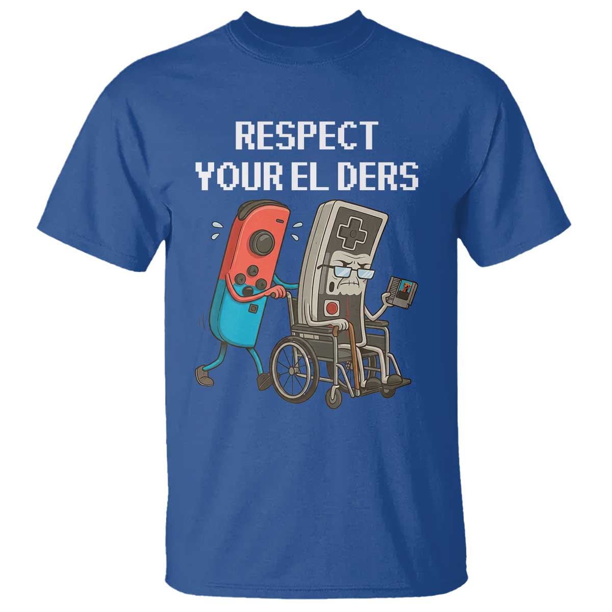 Respect Your Elders Retro Gaming Meme T Shirt Funny Gamer Controller 80s - Wonder Print Shop