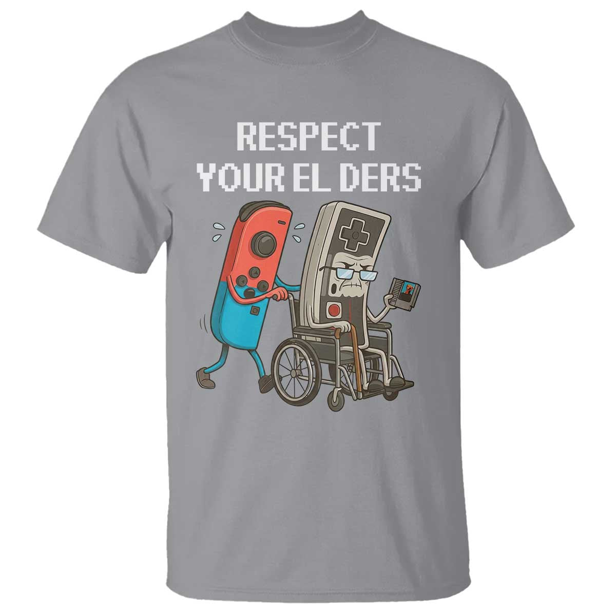 Respect Your Elders Retro Gaming Meme T Shirt Funny Gamer Controller 80s - Wonder Print Shop