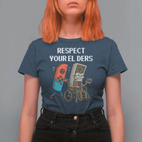 Respect Your Elders Retro Gaming Meme T Shirt For Women Funny Gamer Controller 80s - Wonder Print Shop