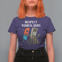 Respect Your Elders Retro Gaming Meme T Shirt For Women Funny Gamer Controller 80s - Wonder Print Shop