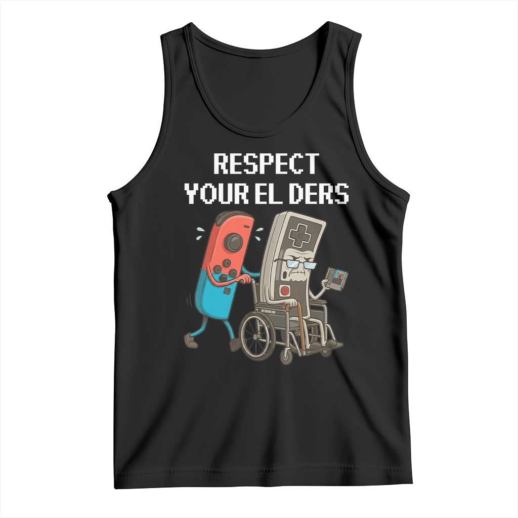 Respect Your Elders Retro Gaming Meme Tank Top Funny Gamer Controller 80s - Wonder Print Shop