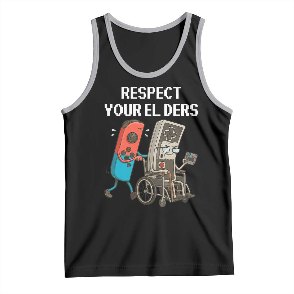 Respect Your Elders Retro Gaming Meme Tank Top Funny Gamer Controller 80s - Wonder Print Shop