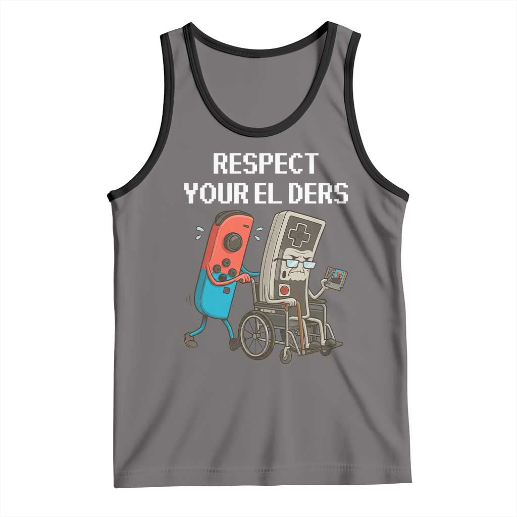 Respect Your Elders Retro Gaming Meme Tank Top Funny Gamer Controller 80s - Wonder Print Shop