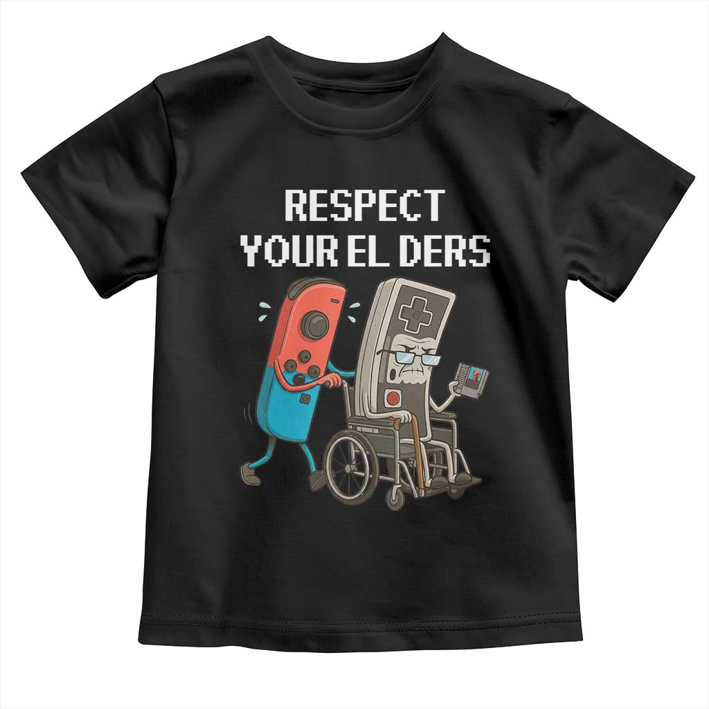 Respect Your Elders Retro Gaming Meme Toddler T Shirt Funny Gamer Controller 80s - Wonder Print Shop