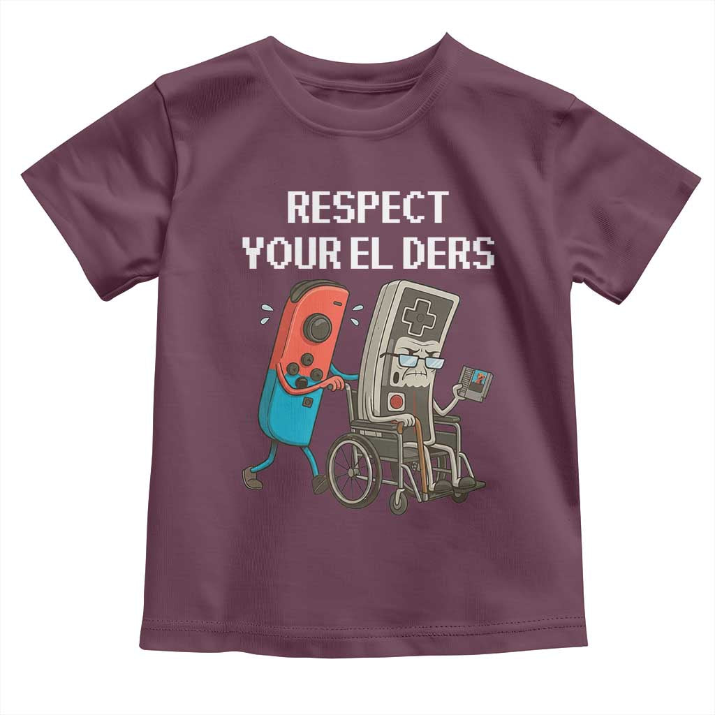 Respect Your Elders Retro Gaming Meme Toddler T Shirt Funny Gamer Controller 80s - Wonder Print Shop