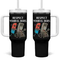 Respect Your Elders Retro Gaming Meme Tumbler With Handle Funny Gamer Controller 80s - Wonder Print Shop