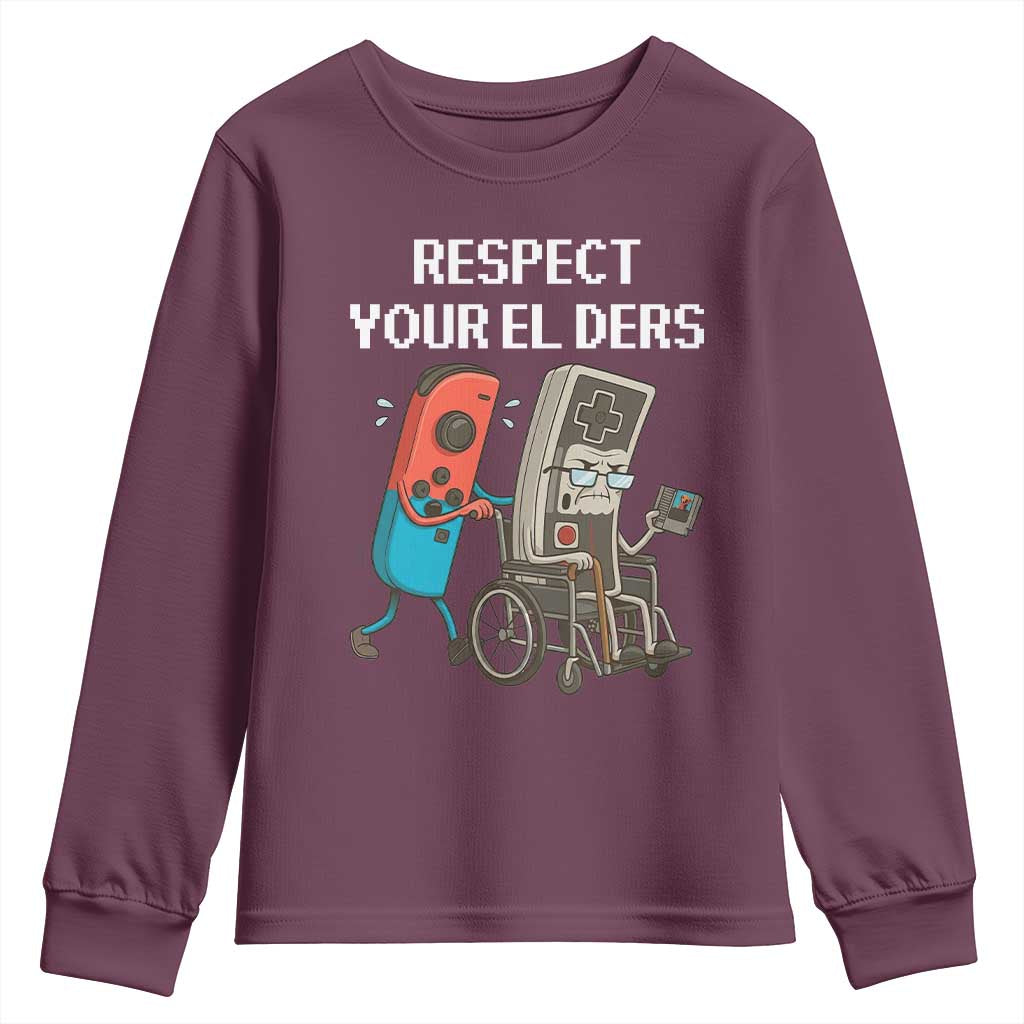 Respect Your Elders Retro Gaming Meme Youth Sweatshirt Funny Gamer Controller 80s - Wonder Print Shop