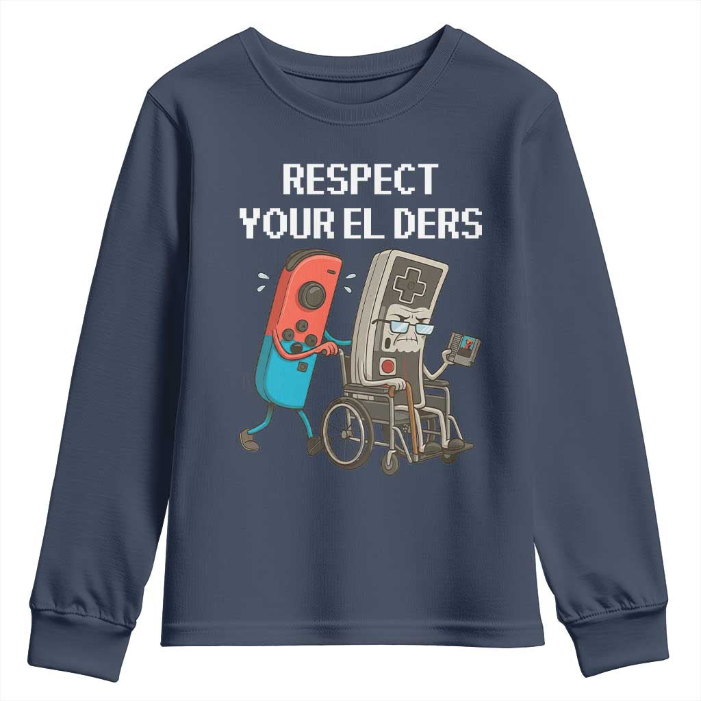 Respect Your Elders Retro Gaming Meme Youth Sweatshirt Funny Gamer Controller 80s - Wonder Print Shop