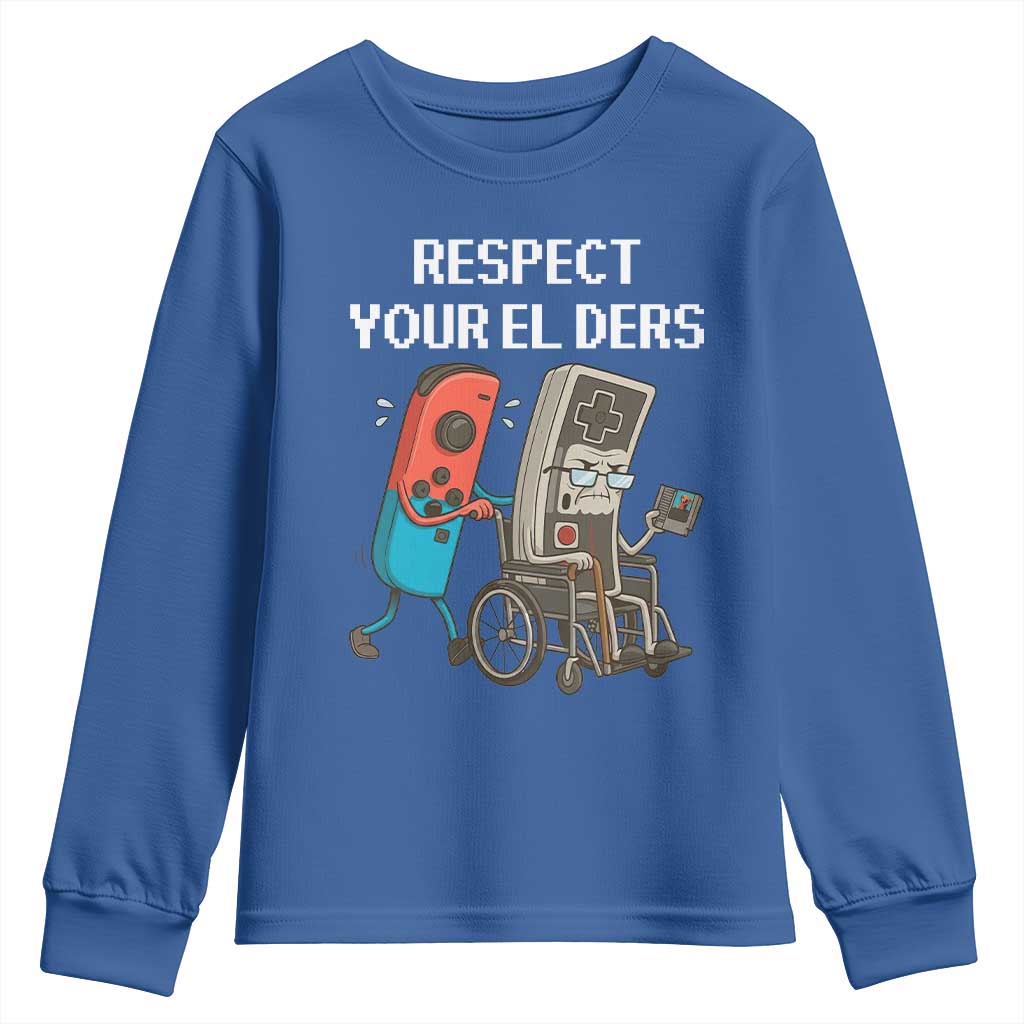 Respect Your Elders Retro Gaming Meme Youth Sweatshirt Funny Gamer Controller 80s - Wonder Print Shop
