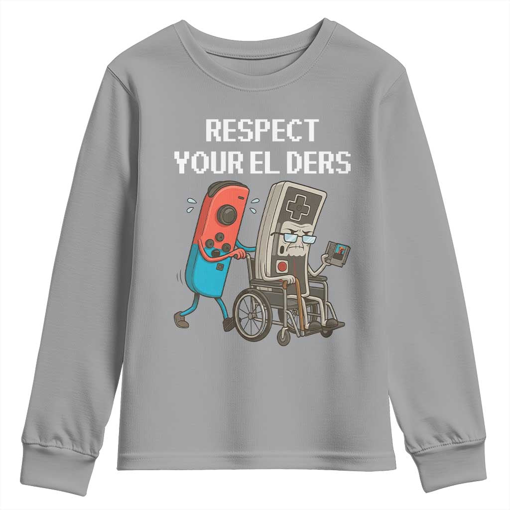 Respect Your Elders Retro Gaming Meme Youth Sweatshirt Funny Gamer Controller 80s - Wonder Print Shop
