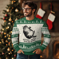 Funny Fat Cat Meme Ugly Christmas Sweater Mother I Am But Skin and Bones Sarcastic Feline Humor - Wonder Print Shop