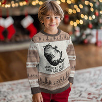 Funny Fat Cat Meme Ugly Christmas Sweater Mother I Am But Skin and Bones Sarcastic Feline Humor - Wonder Print Shop
