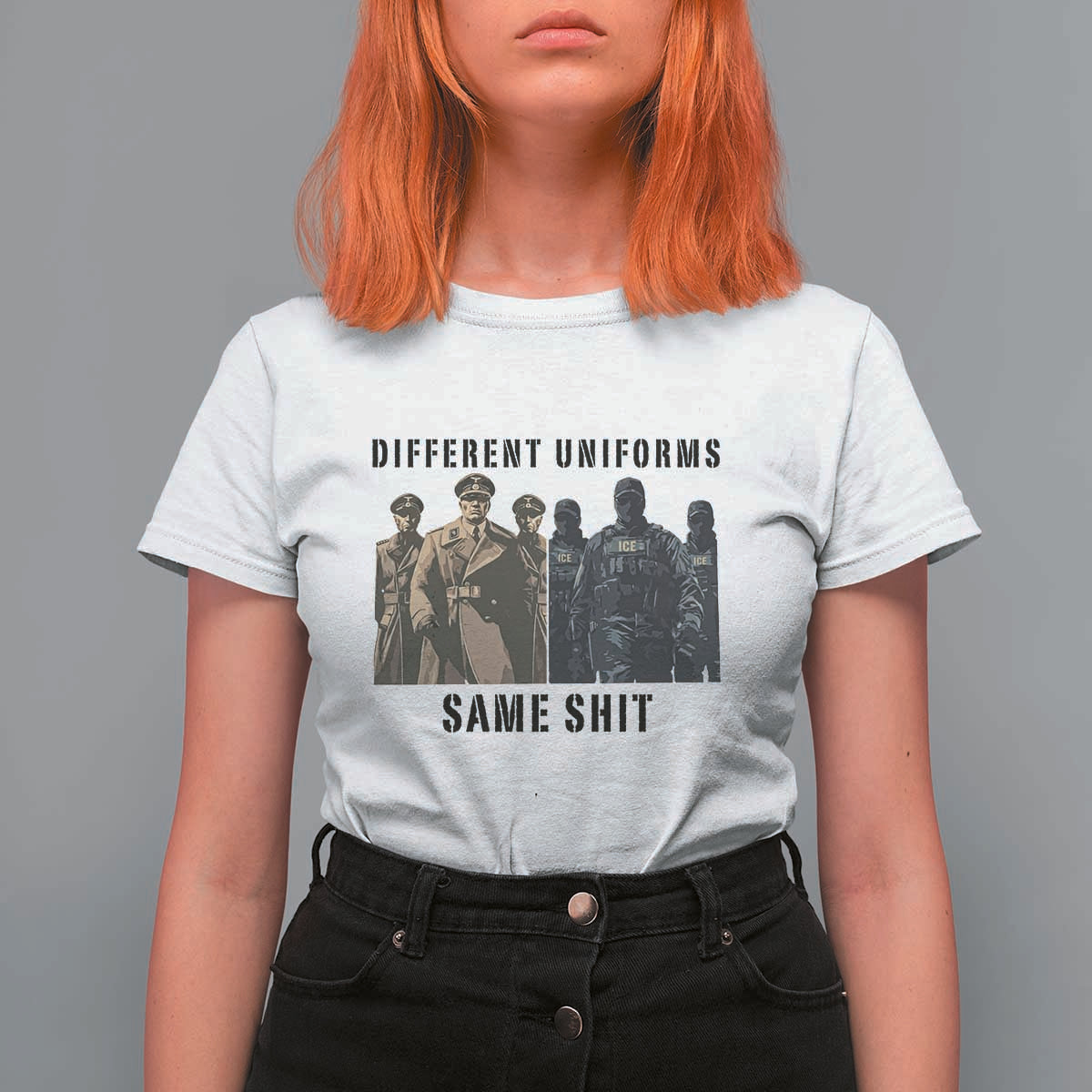 Different Uniforms Same Shit Sarcastic T Shirt For Women Anti Authoritarian Fascism Protest