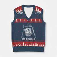 Hey Dckhead Grumpy Old Man Humor V-Neck Knit Sweater Vest Jerk Sarcastic Comedy