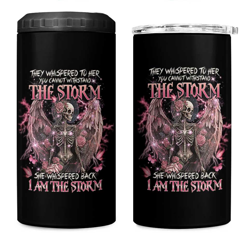 Gothic Skeleton Fairy 4 in 1 Can Cooler Tumbler She Whispered Back I Am The Storm Dark Angel