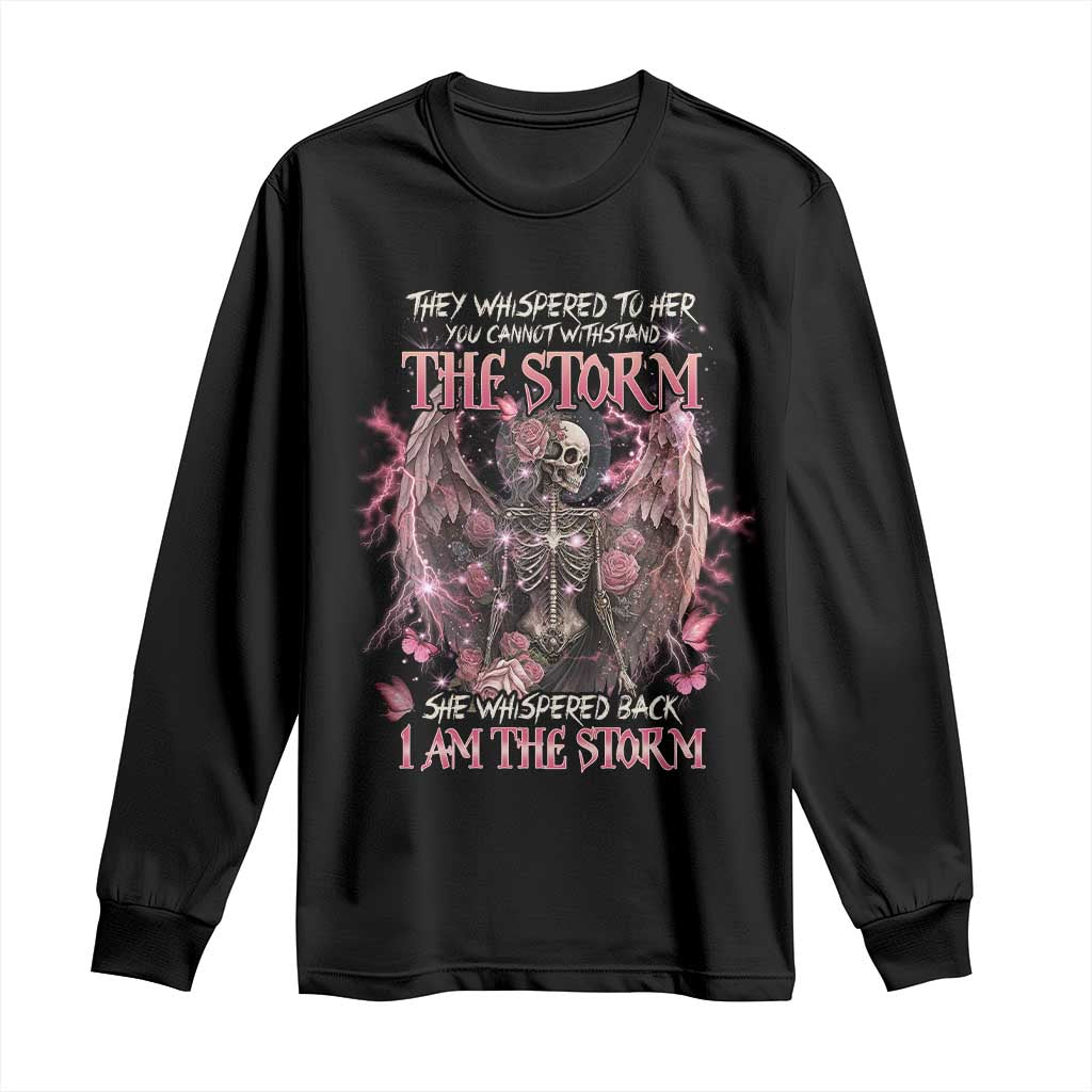 Gothic Skeleton Fairy Long Sleeve Shirt She Whispered Back I Am The Storm Dark Angel