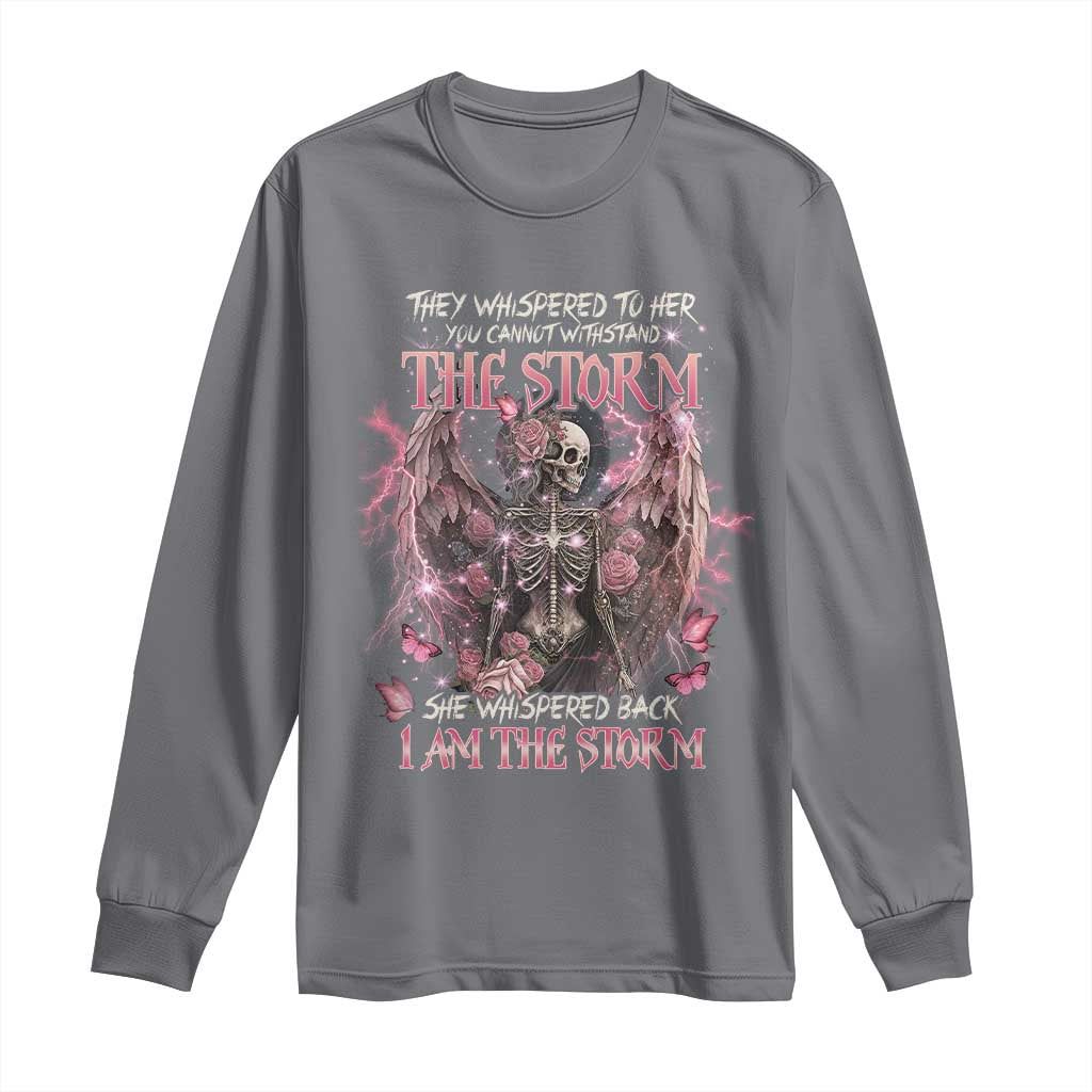 Gothic Skeleton Fairy Long Sleeve Shirt She Whispered Back I Am The Storm Dark Angel