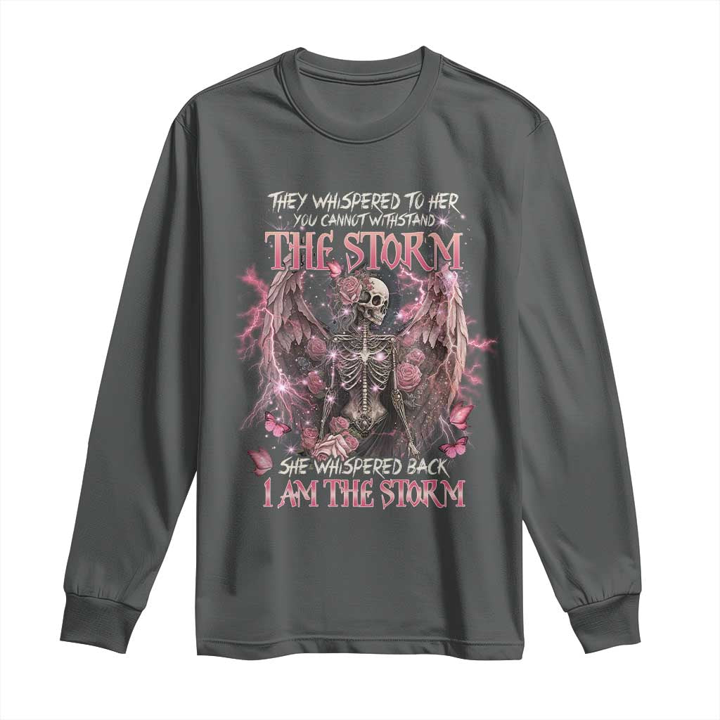 Gothic Skeleton Fairy Long Sleeve Shirt She Whispered Back I Am The Storm Dark Angel