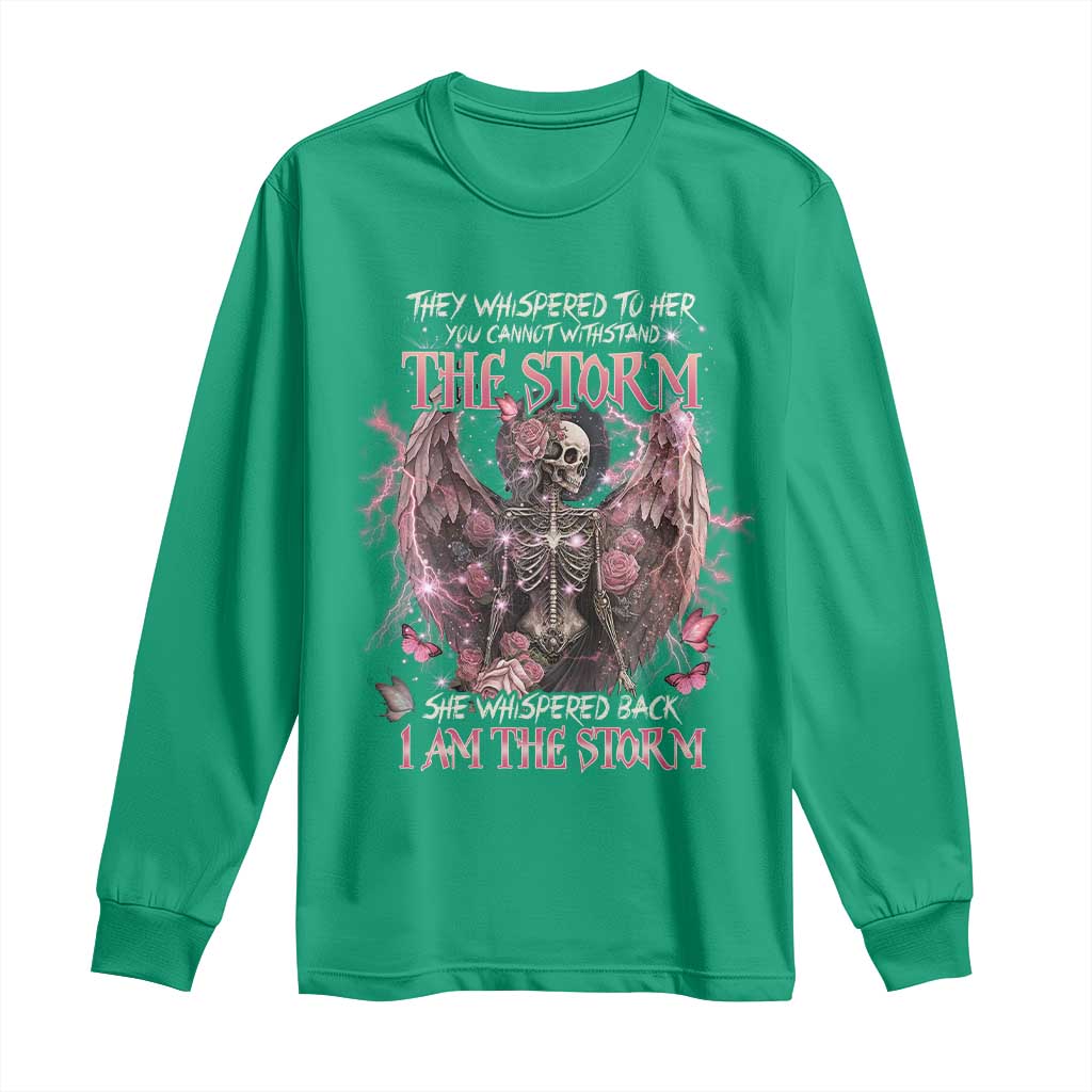 Gothic Skeleton Fairy Long Sleeve Shirt She Whispered Back I Am The Storm Dark Angel