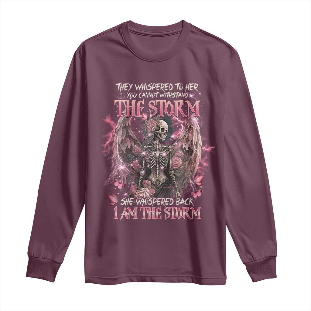 Gothic Skeleton Fairy Long Sleeve Shirt She Whispered Back I Am The Storm Dark Angel