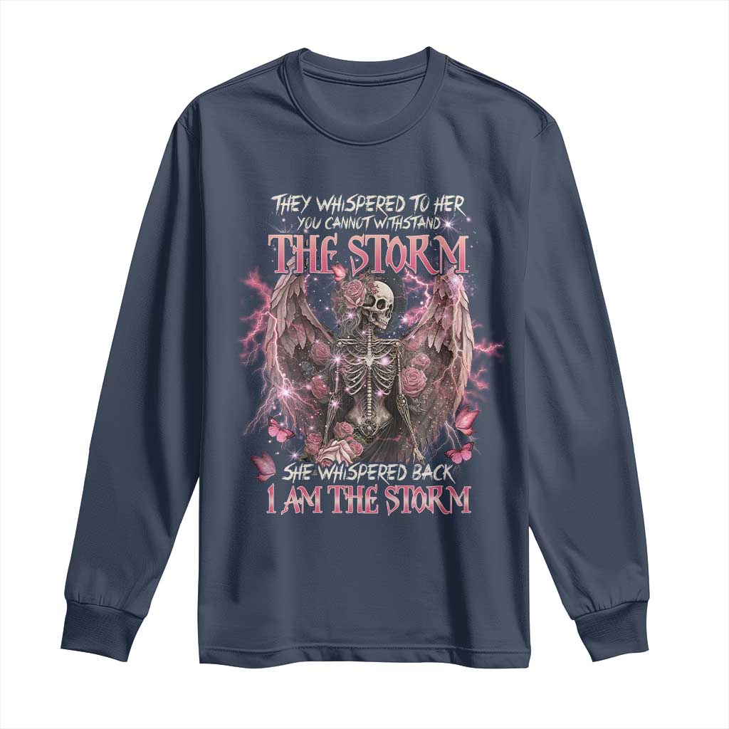 Gothic Skeleton Fairy Long Sleeve Shirt She Whispered Back I Am The Storm Dark Angel