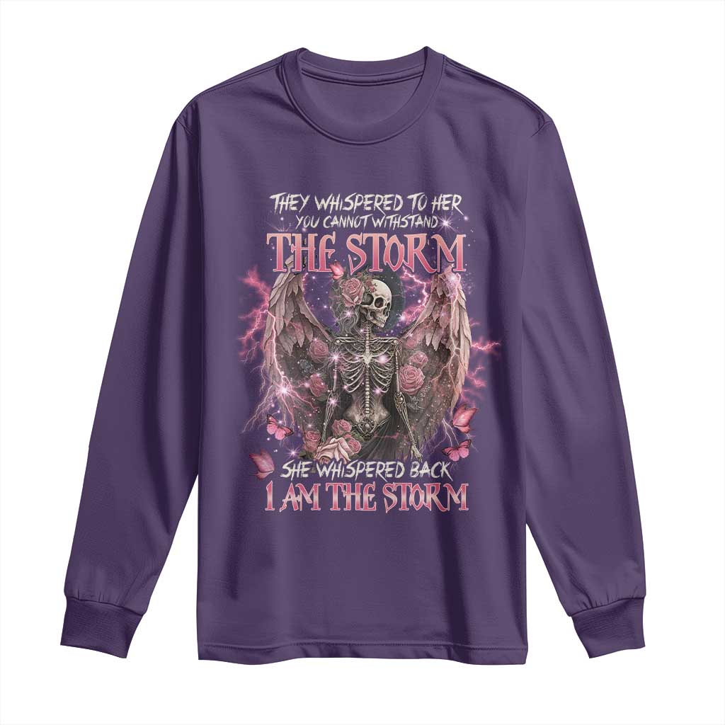 Gothic Skeleton Fairy Long Sleeve Shirt She Whispered Back I Am The Storm Dark Angel
