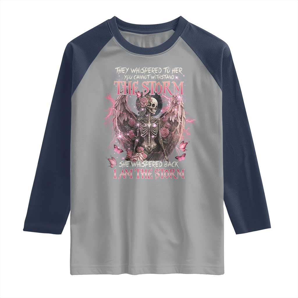 Gothic Skeleton Fairy Raglan Shirt She Whispered Back I Am The Storm Dark Angel