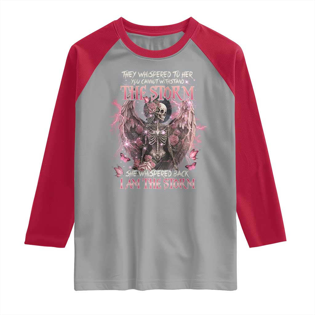 Gothic Skeleton Fairy Raglan Shirt She Whispered Back I Am The Storm Dark Angel