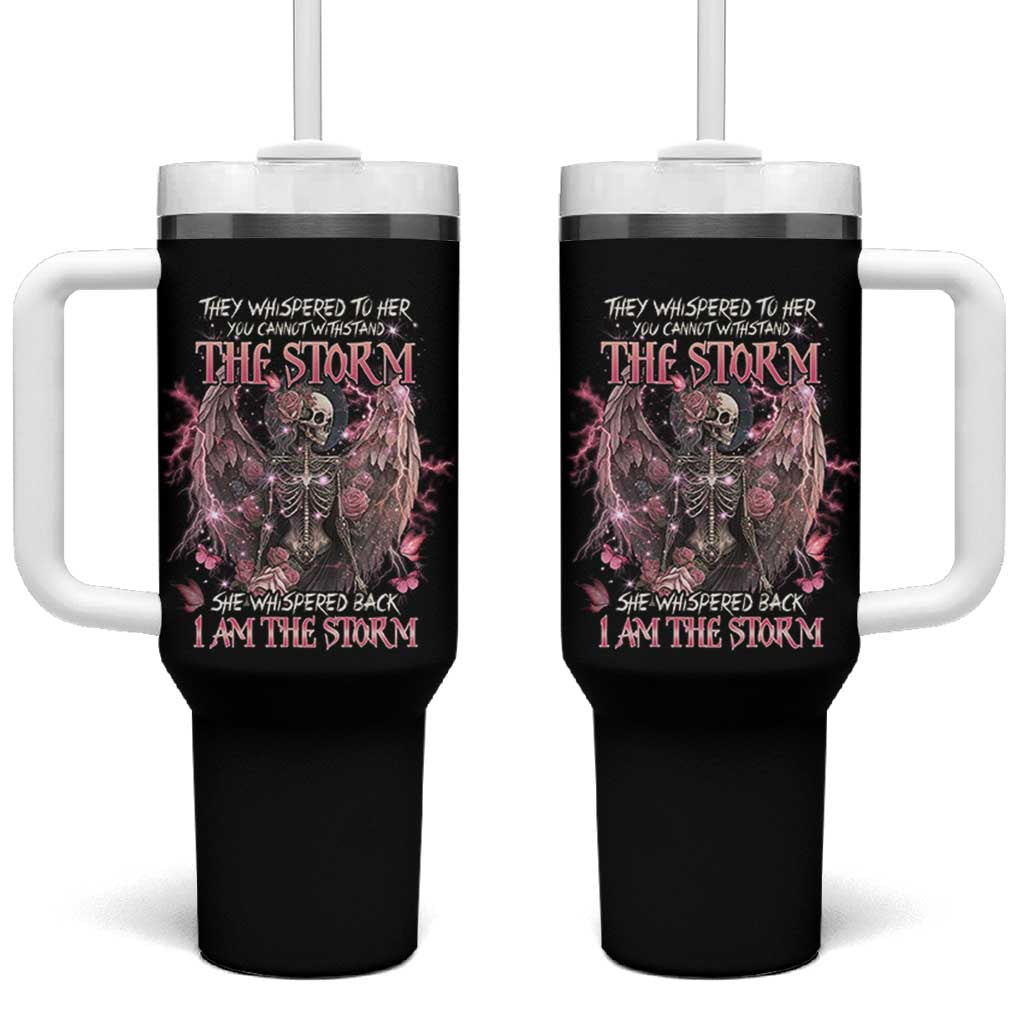 Gothic Skeleton Fairy Tumbler With Handle She Whispered Back I Am The Storm Dark Angel
