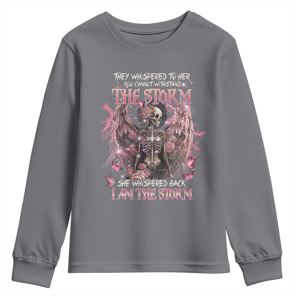 Gothic Skeleton Fairy Youth Sweatshirt She Whispered Back I Am The Storm Dark Angel