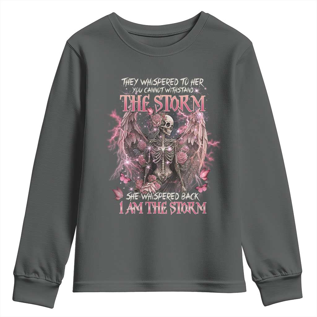 Gothic Skeleton Fairy Youth Sweatshirt She Whispered Back I Am The Storm Dark Angel