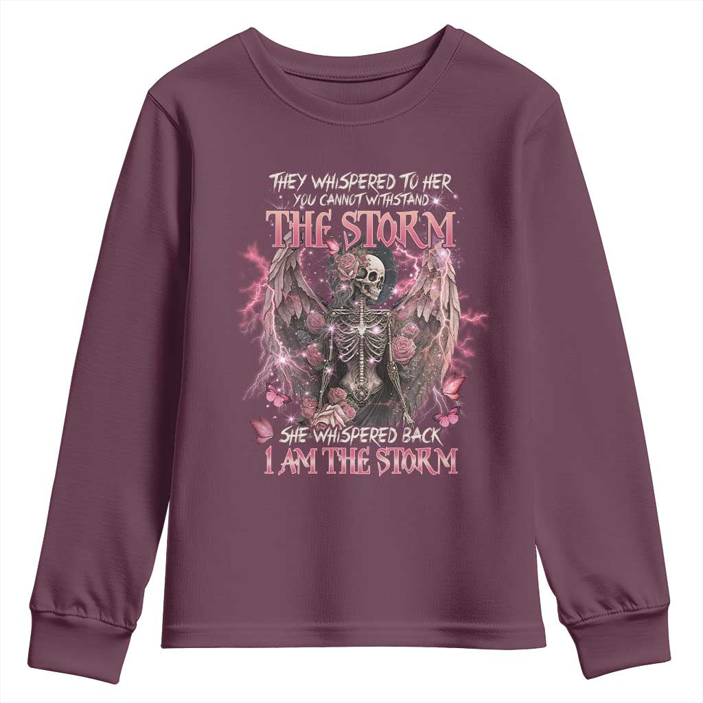 Gothic Skeleton Fairy Youth Sweatshirt She Whispered Back I Am The Storm Dark Angel