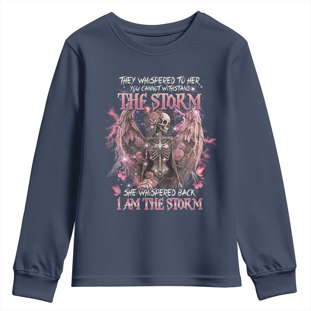 Gothic Skeleton Fairy Youth Sweatshirt She Whispered Back I Am The Storm Dark Angel