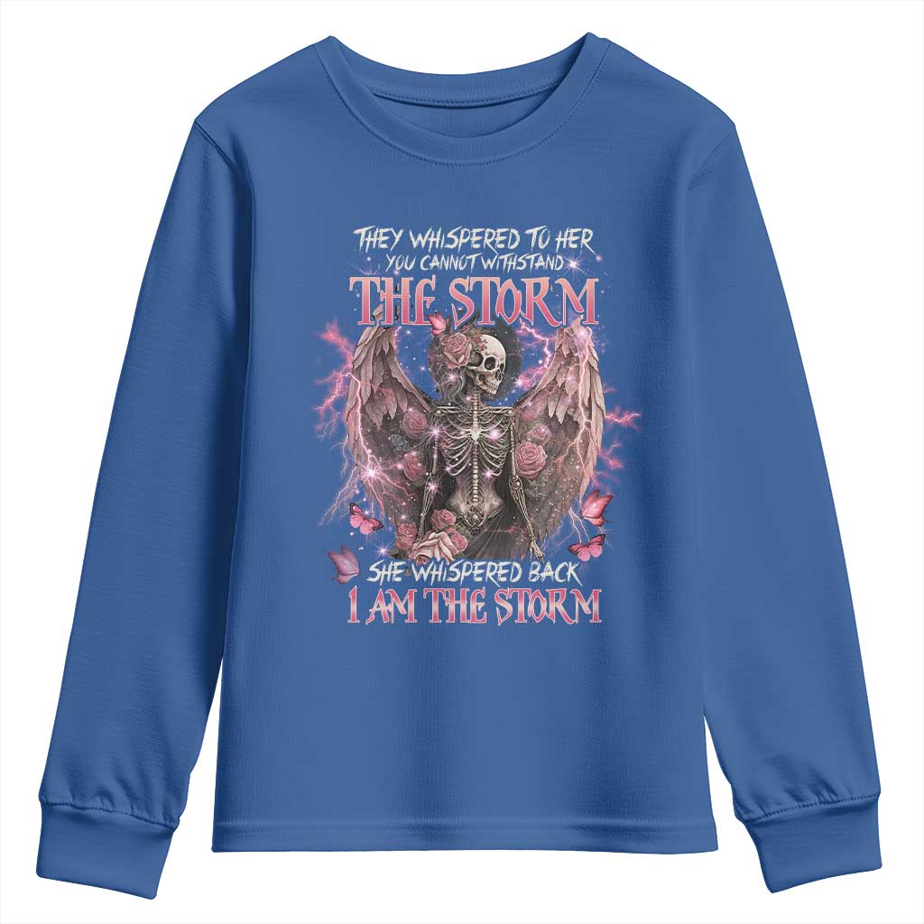 Gothic Skeleton Fairy Youth Sweatshirt She Whispered Back I Am The Storm Dark Angel