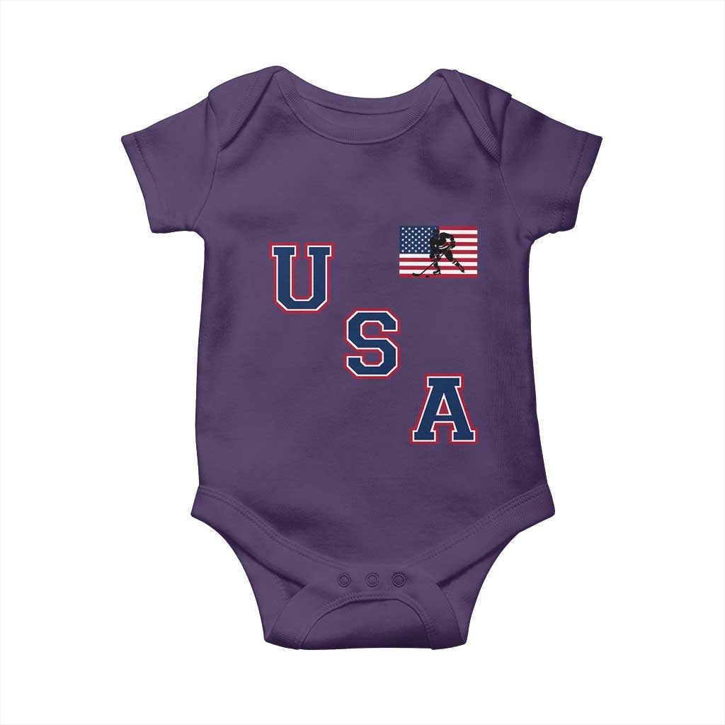 USA Flag Hockey Baby Onesie Patriotic Ice Hockey Team Fan Vintage Throwback
