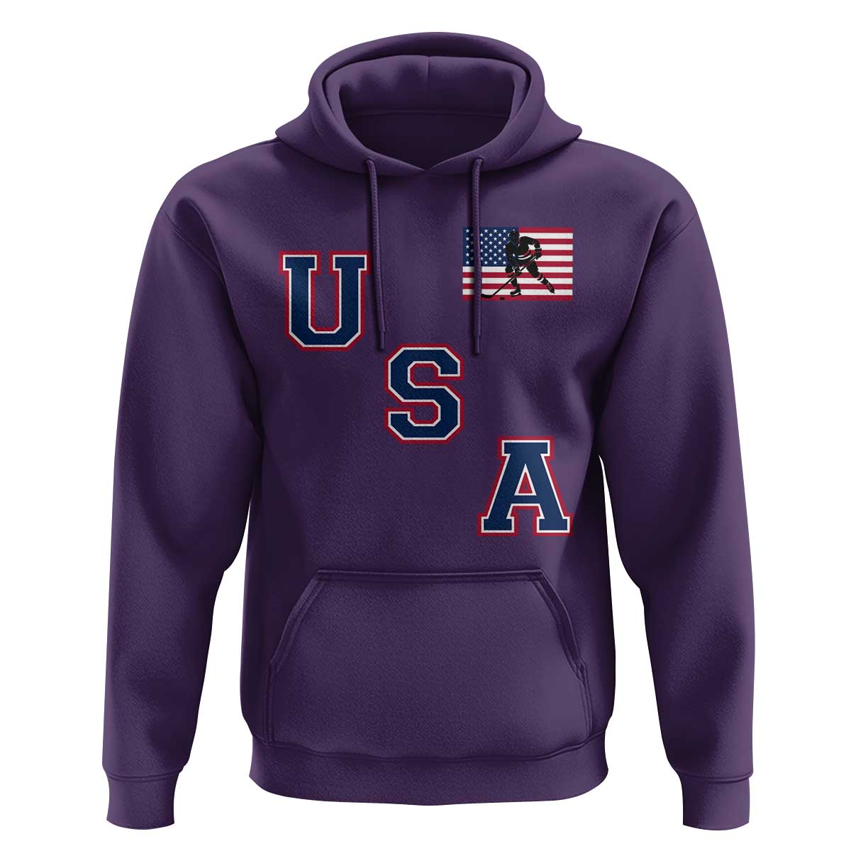 USA Flag Hockey Hoodie Patriotic Ice Hockey Team Fan Vintage Throwback