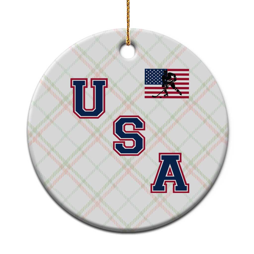 USA Flag Hockey Ceramic Ornament Patriotic Ice Hockey Team Fan Vintage Throwback - Wonder Print Shop