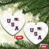 USA Flag Hockey Ceramic Ornament Patriotic Ice Hockey Team Fan Vintage Throwback - Wonder Print Shop