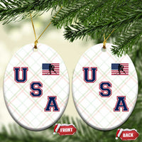 USA Flag Hockey Ceramic Ornament Patriotic Ice Hockey Team Fan Vintage Throwback - Wonder Print Shop